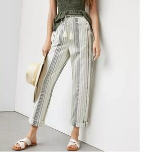 Women's XL Wide Leg Trousers Boho Style, Heavy Cotton, New Condition Ivory/Black